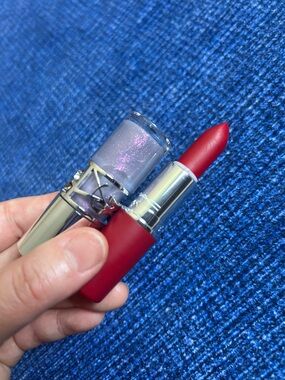 YSL lip oil & Mac matte lipstick